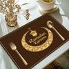 4/6pcs Ramadan Linen Placemats - Lantern & Moon Woven Table Mats for Kitchen, Dining & Celebration Decor, Hand Wash