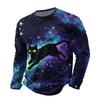 Men's Halloween Print Long Sleeve Neck T-Shirt Loose Fit Casual Top
