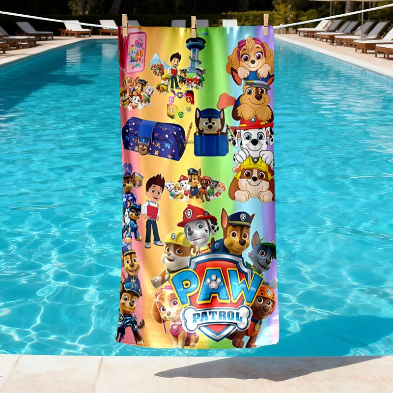 PAW Patrol Print Beach Towel Design, Soft, Lightweight. for Home Bathroom, Spa, Pool, Yoga, Surfing, Camping, Gift for Family, Friend