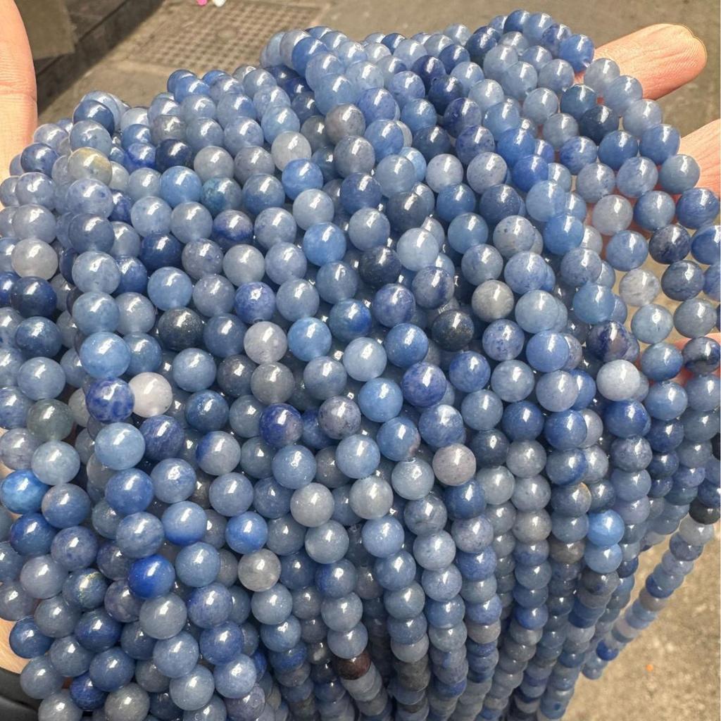 Natural Blue Dongling Jade Round Beads for DIY Jewelry and Accessories