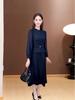 Elegant Patchwork Midi Dress: Women's Spring 2026 Slim-Fit, Two-Piece Look