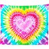 VIKAMA Rainbow Tie Dye Heart Tapestry Dopamine Colour Cure Ins Style Decorative Tapestry Room Background Decoration