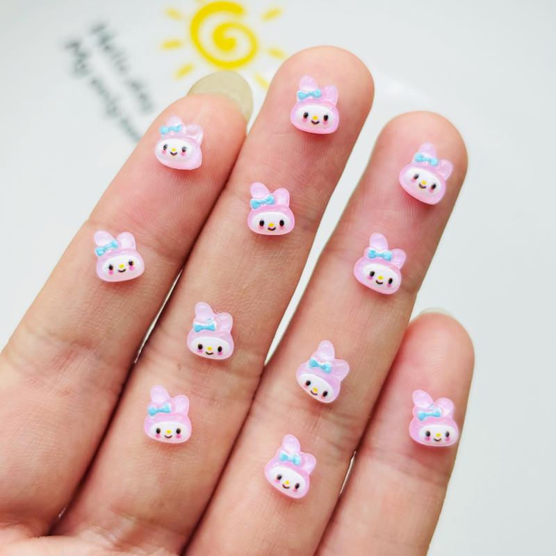

100 Pcs New Kawaii Cartoon Animal Pink Rabbit Resin Flat Back Scrapbook Figurine Diy Bow Decor Manicure Accessories Crafts A48