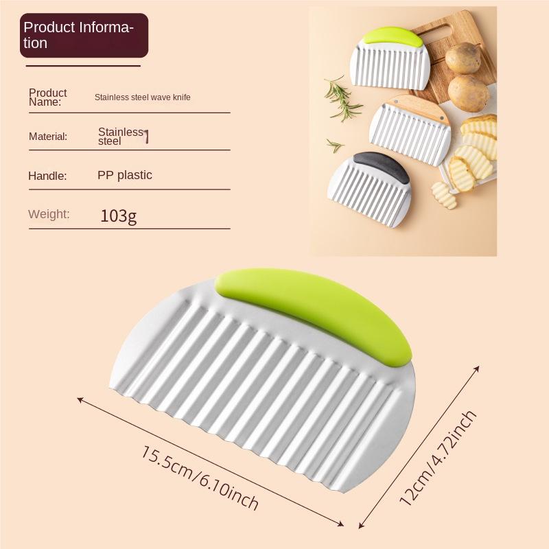 

Нож для резки картофеля из нержавеющей стали, многофункциональный кухонный нож, нож для нарезки картофеля волнами, овощерезка, нож для фигурной нарезки картофеля фри зелёный