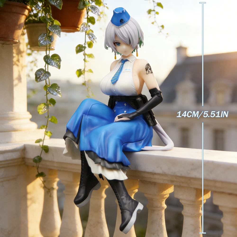 

1pc Silver-haired Uniform Seated Girl Figure, Ornamental Collector-Worthy Decoration Piece, Must-have Present for Birthdays and Festivals