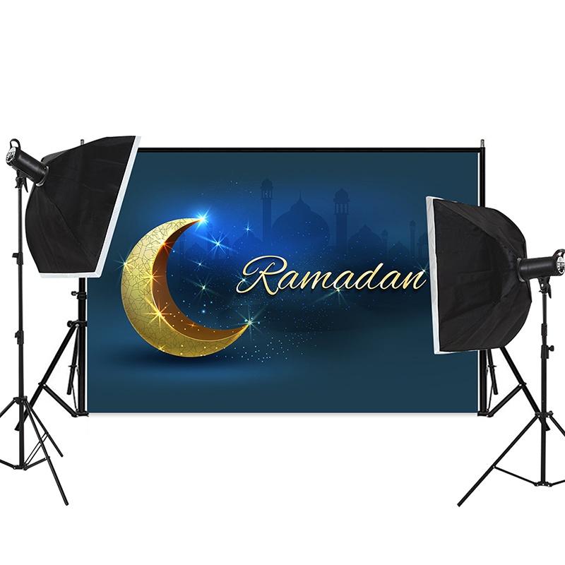 Eid Mubarak Backdrops Mosque Moon Muslim Ramadan Kareem Islamic Festival Portrait Photo Background for Photography Props