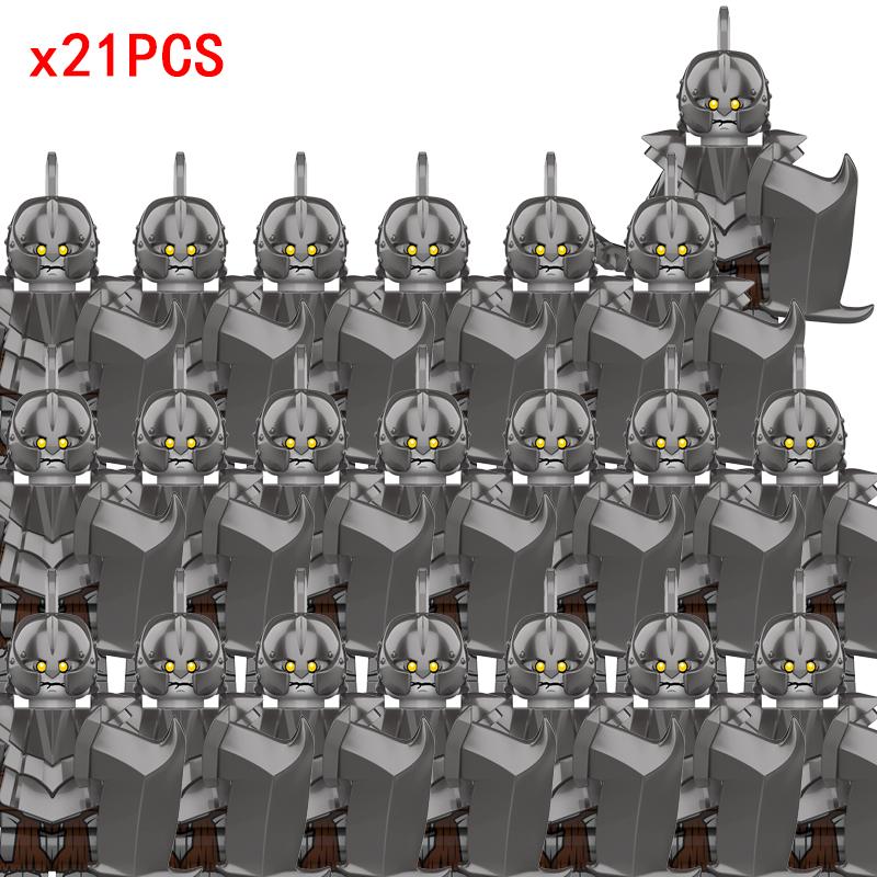 New 8pcs/lot MOC Uruk-hai Orc Army Group Orcus Figures Model Building Blocks LOTR Bricks Medieval Toys for Children gifts