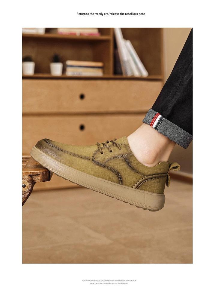 Men's 2025 Slip-On Leather Casual Shoes - Top Layer Cowhide, Perfect for Spring, Summer & Autumn Driving