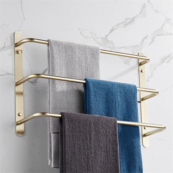 Drei gestaffelte Schichten Handtuchhalter Bars Handtuchhalter Badezimmer Zubehör Set 304 Edelstahl Golden