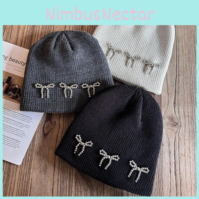 Knitted Hat For Women With Warmth And Bow Decoration Design For Fall Winter Fashion
