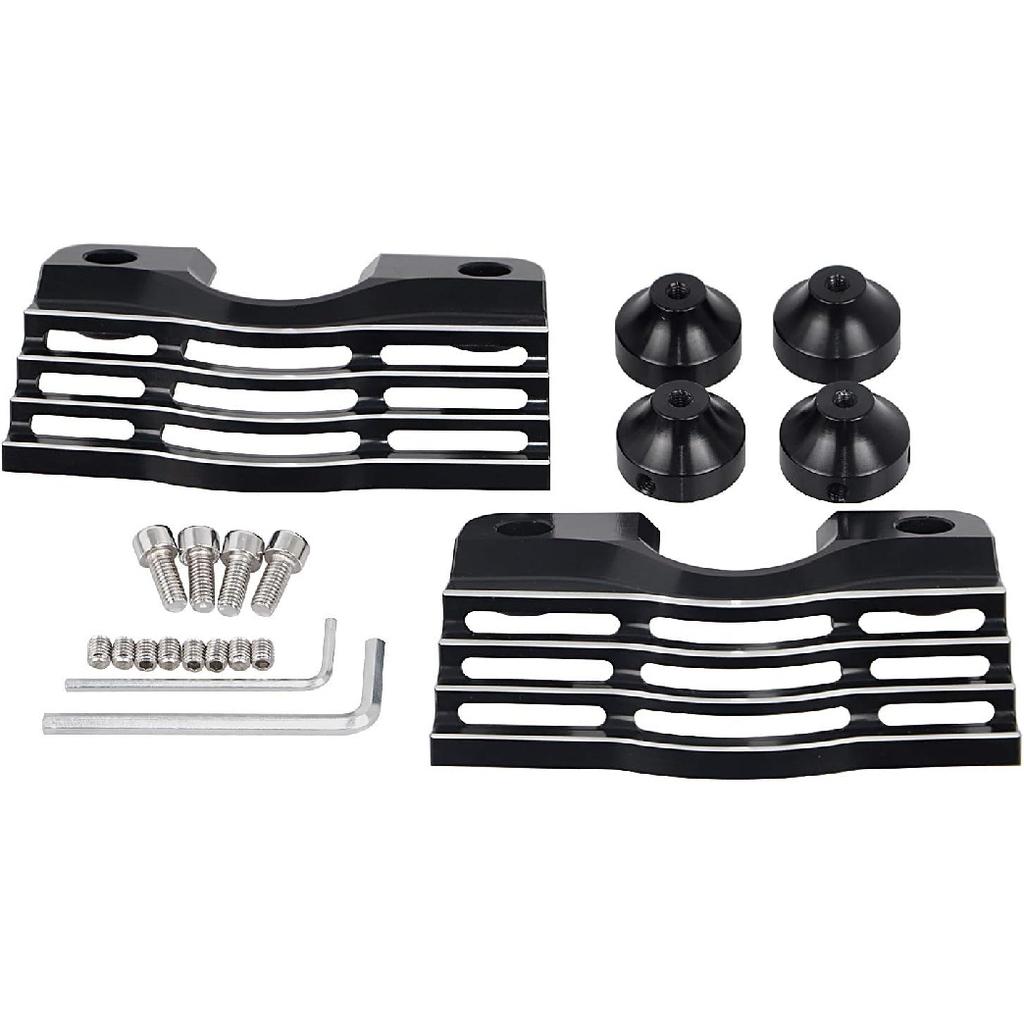 Finned Slotted Head Spark Plug Bolt Covers Compatible for 1999-2014 Harley Touring Electra Glide Street Glide Road King Trikes,Black