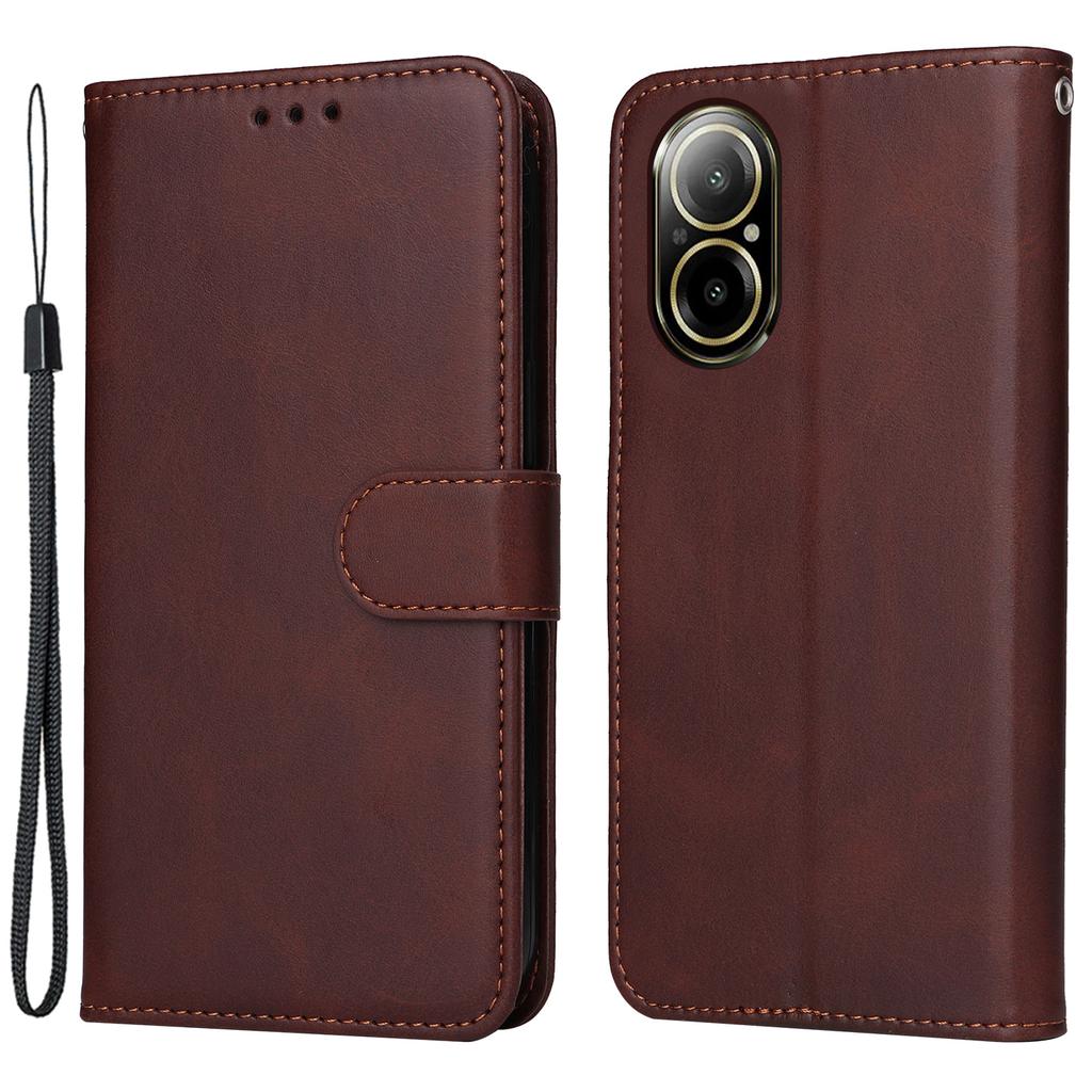 For Realme C67 4G Case Calf Texture PU Leather Magnetic Clasp Cover with Wallet