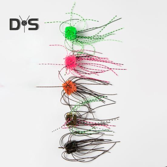 10 Pz 1.4CM/4G Esche Morbide a Dadi con Gonnellino Affondamento Lento Colorate PVC Artificiali Esche a Dadi Accessori per Pesca Acqua Dolce Acqua Salata Spigola Pesce Gatto