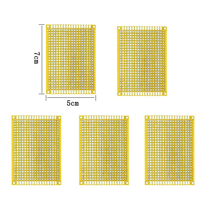 5PCS PCB Breadboard Yellow Protoboard Board Plated Universal Board Double Sided Board