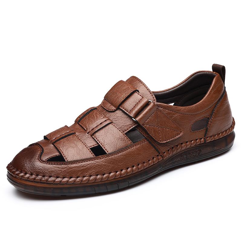 Italian Handmade Soles for Men's Loafers Hollowed Out Breathable Camping Sandals Comfortable for Men's Driving Casual Shoes