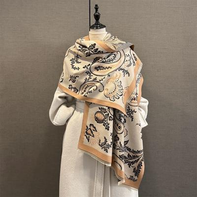 Autumn and Winter High-end Cashew Nut Jacquard Imitation Cashmere Scarf Autumn New Women's Thickened Warm Fringed Shawl Scarf