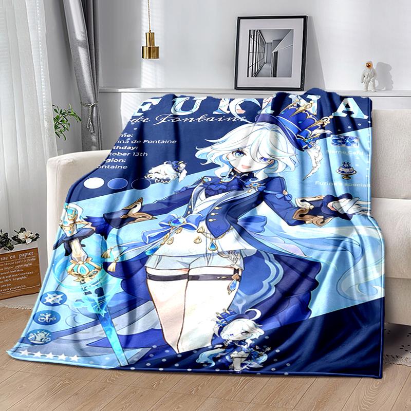 1pc Blanket Genshin Impact Furina Print Design, Lightweight Blanket for Sofa, Bed- Soft &Warm, Gift for All Seasons like Christmas, Halloween
