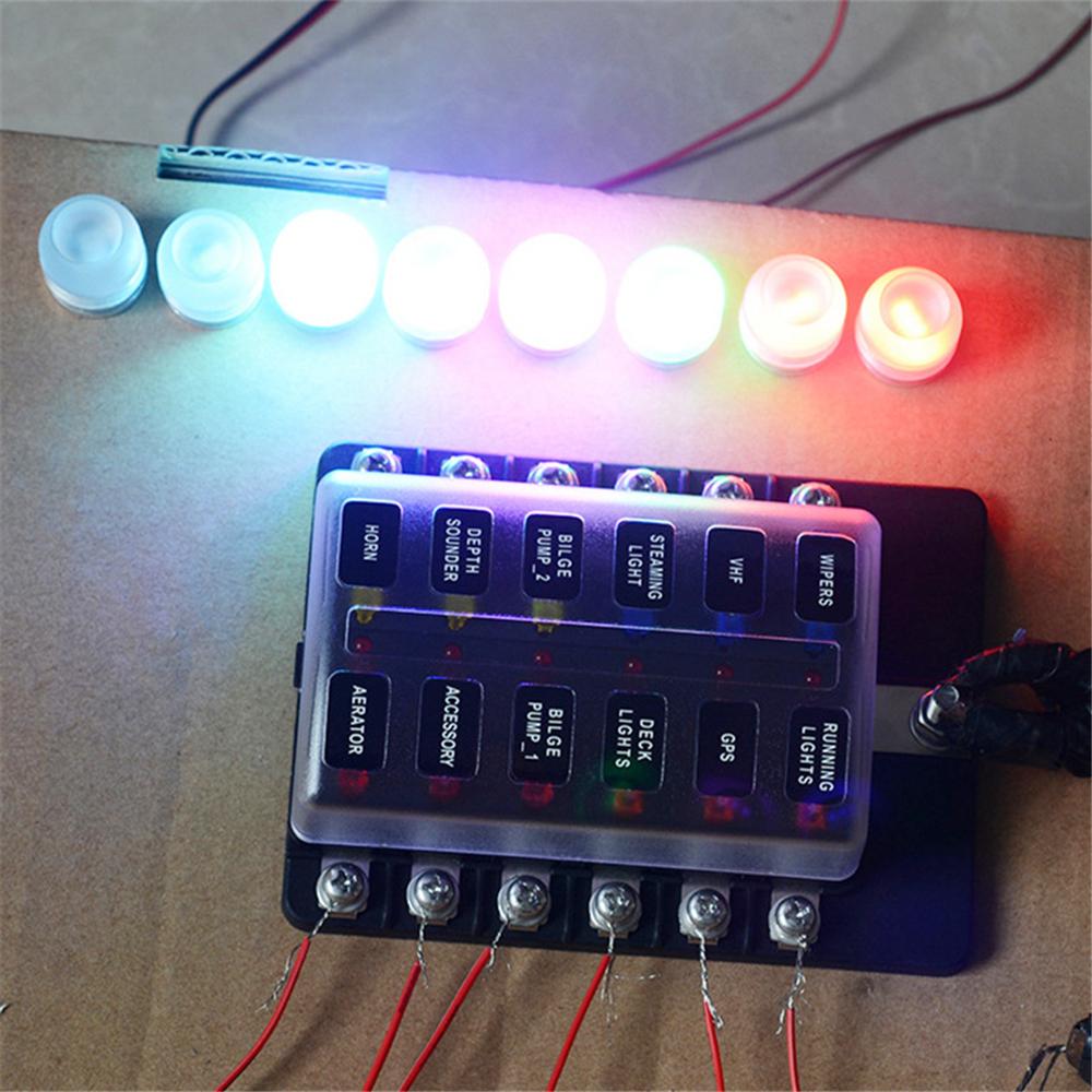 12/10/8/6 Wege Auto Flachsicherungshalter Sicherungskasten Modifizierter Klemmenblock Sicherung mit LED-Warnleuchte für Auto Boot Marine Trike 12V 24V
