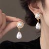 Hepburn-Style Retro French Water Drop Pearl Earrings - Women's Elegant, Luxurious, and Unique Stud Ear Jewelry.