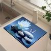 1Pcs Rubber Drying Mat With Vibrant Lotus Pattern For Coffee Shop Restaurant Kitchen Carpet Tableware Durable Diatom Mud Table Mat Pet Mat Coffeeware