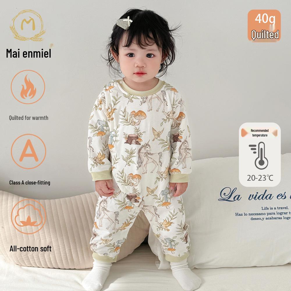 Maienmier Quilted Baby Onesie - 40g Class A, Warm Autumn/Winter Newborn Romper 90cm