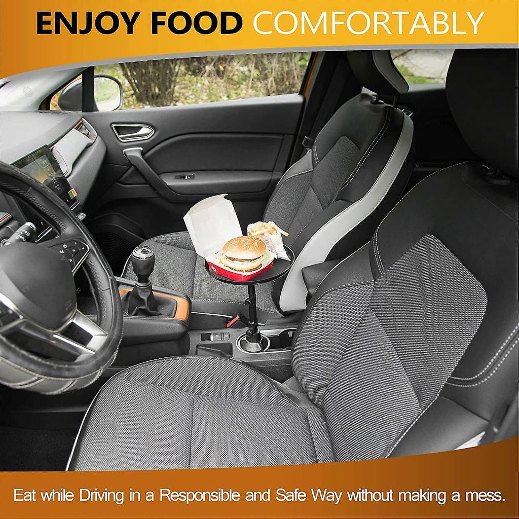 Car Swivel Cup Holder Tray- Premium Quality 360-Degree Swivel Arm Adjustable Universal Car Tray Table with Phone Slot- Car Food Lunch Eating Tray Tabl