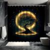 Halo Tree Shower Curtain Set, Beautiful Landscape, 12 Hooks, Water-Resistant Polyester, Bathtub Partition, Modern Bath Decor