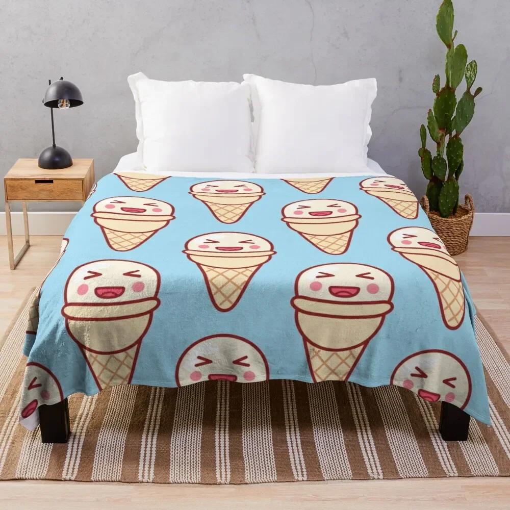 Ice Cream Flannel Throw Blanket King Queen Full Size Colourful Ice Cream For Bed Sofa Couch Blanket Warm Lightweight Super Soft