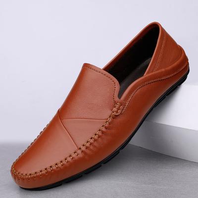 FashionMen Genuine Leather Shoes Men Loafers Slip On Business Casual Leather Shoes Classic Soft Moccasins Hombre Breathable Shoes Flats