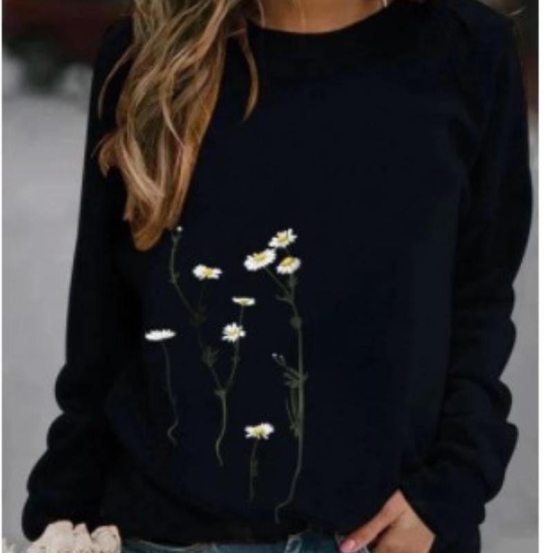 Women's Printed Long-sleeved Round Neck Sweater