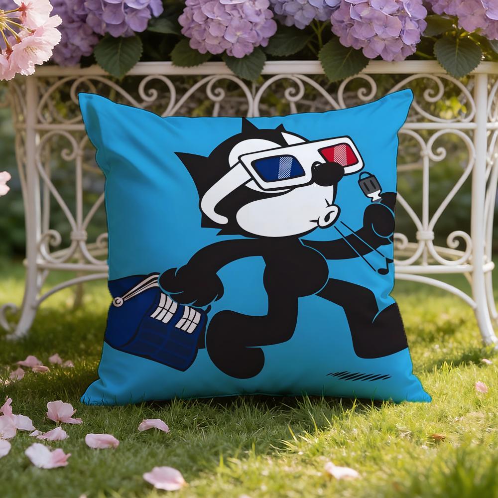 Cartoon F-Felix the Cat Cushion Cover Home & Car Dual-Scene Pillow Cover: Reversible for Premium Comfort