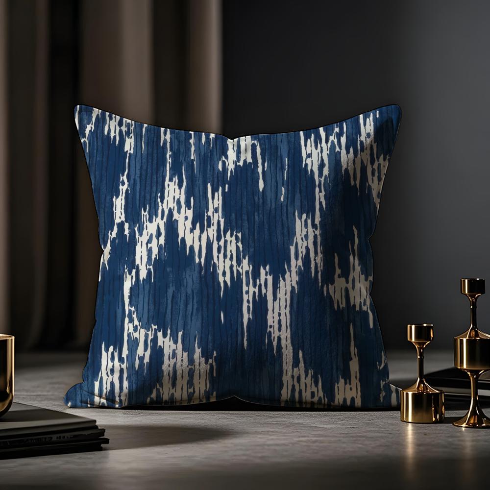 Printing Style Cushion Cover Anti-dustmite Pillowcase Invisible Zipper Silky Short Plush Sofa Cushion Cover