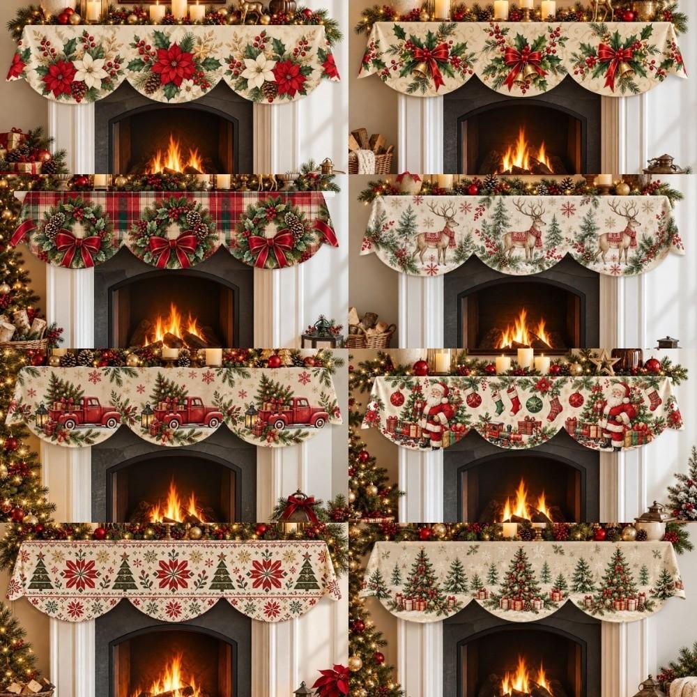 Impact-resistant Christmas Fireplace Scarf Stain-resistant Xmas Fireplace Cover New Year