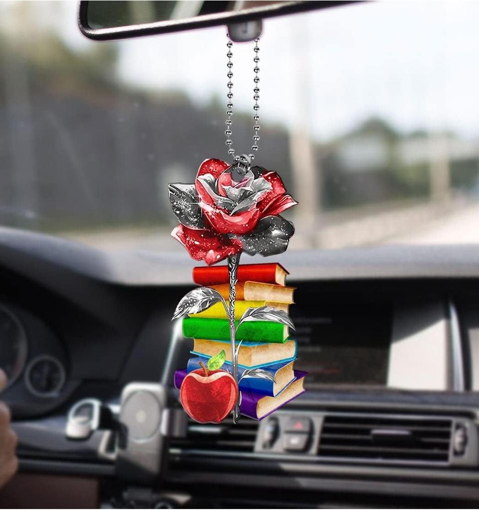 Vintage Skull Style Flower Car Ornament Acrylic Hanging Decoration For Halloween
