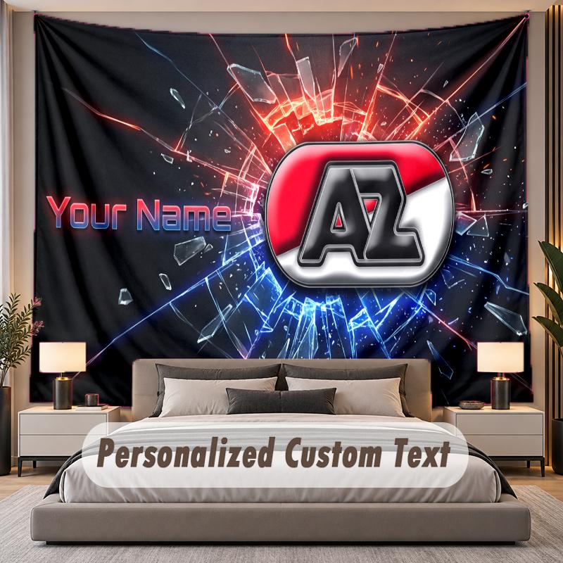 Custom Name Text Tapestry AZ Alkmaar Personalized Polyester Wall Tapestry For Bedroom And Room