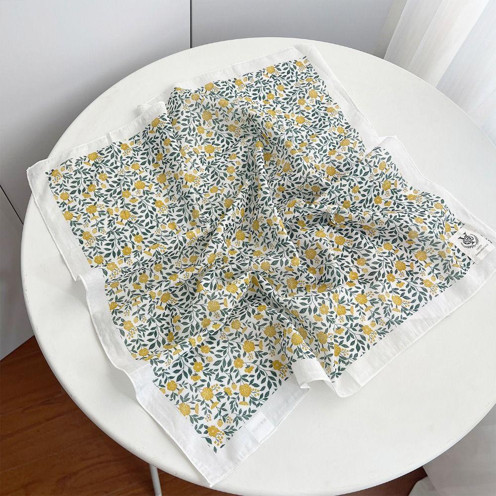 Korean Cotton Square Scarf Breathable Square Handkerchief Cashew Nut Print Silk Scarf  Beach