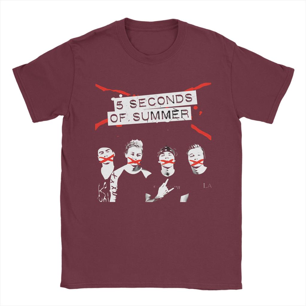5 Seconds of Summer 5SOS T Shirts Men Cotton Humorous TShirt Round Collar  Tees Short Sleeve Clothes Plus Size