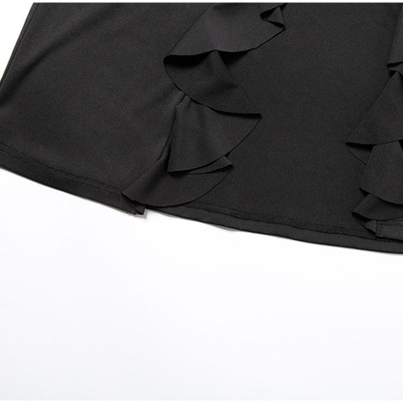 Sexy Schrägkragen-Trägerkleid Damen Spitze Patchwork Rückenfrei Ärmellos Slim Lange Kleider 2025 Neu Damen Rüschen Schlitz Partykleid