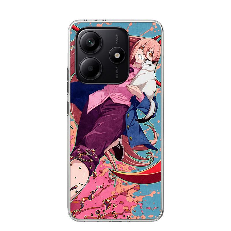 C-Chainsaw Mans Power Phone Case For Xiaomi Redmi Note 15 14 13 12S 12 Pro Plus 11S 11E 11 11T 10S 10 Art Soft Pattern Cover Red