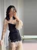 Women's Lace Spliced Long Sleeve Sexy Short Dress