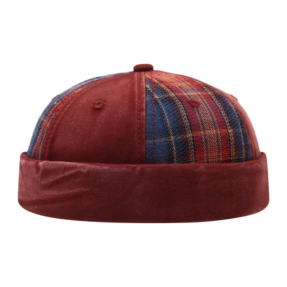 Modische Vintage Schirmlose Docker-Kappe Gewaschen Aufgeschlagene Kuppelhut Verstellbare Baumwolle Melonen-Beanie-Mütze Streetwear
