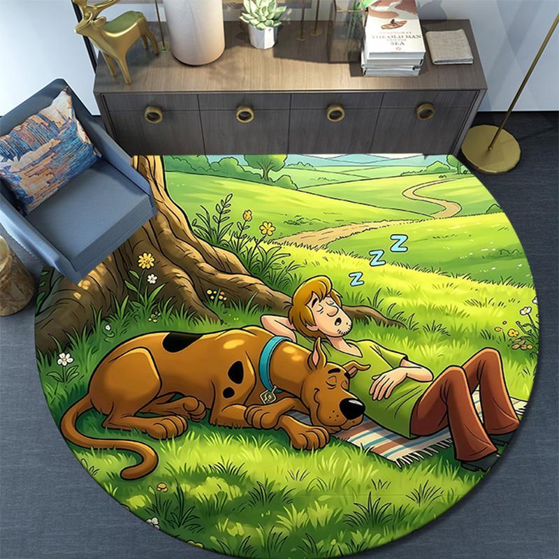 Scooby‑Doo Round Area Rug,Carpet Rug for Living Room Bedroom Sofa Playroom Decor,Non-slip Floor Mat