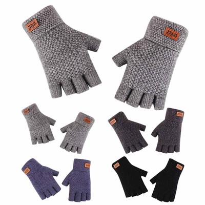Herbst und Winter Herren Halbfinger warme Strickhandschuhe Erwachsene verdickte Radfahren Fingerlose Outdoor-Handschuhe