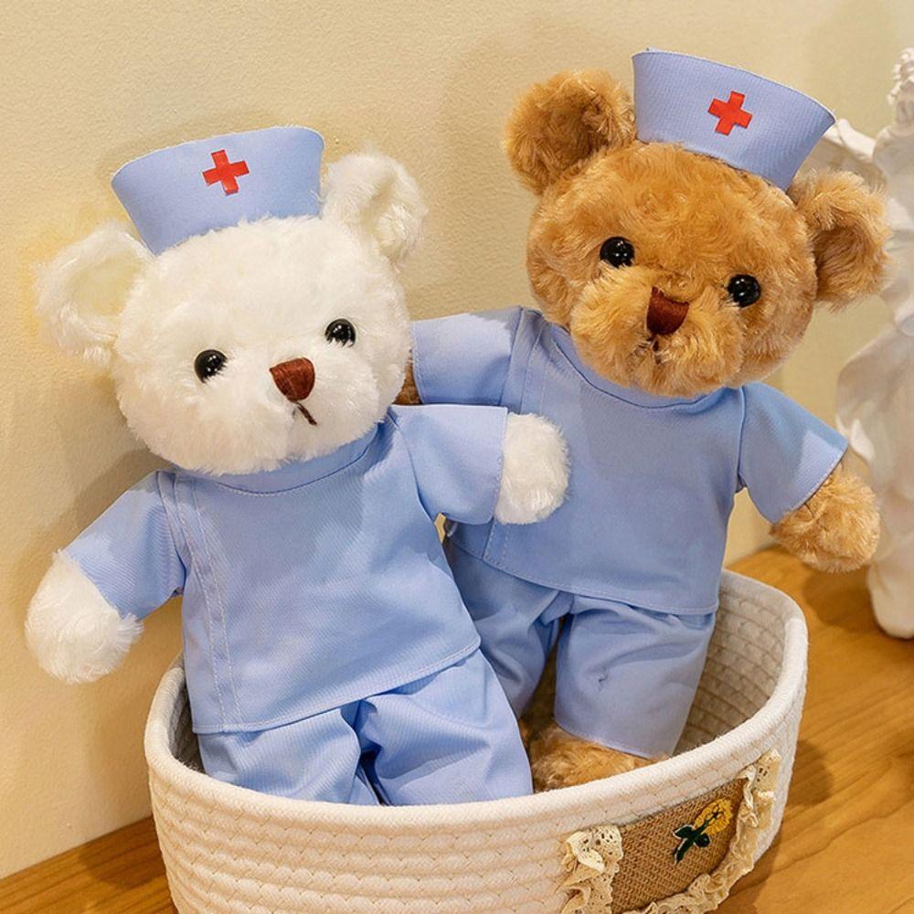Hospital Nurse Bear Plush White Coat Animal Plush Bear Doctor Bear Stuffed  Students and Kids