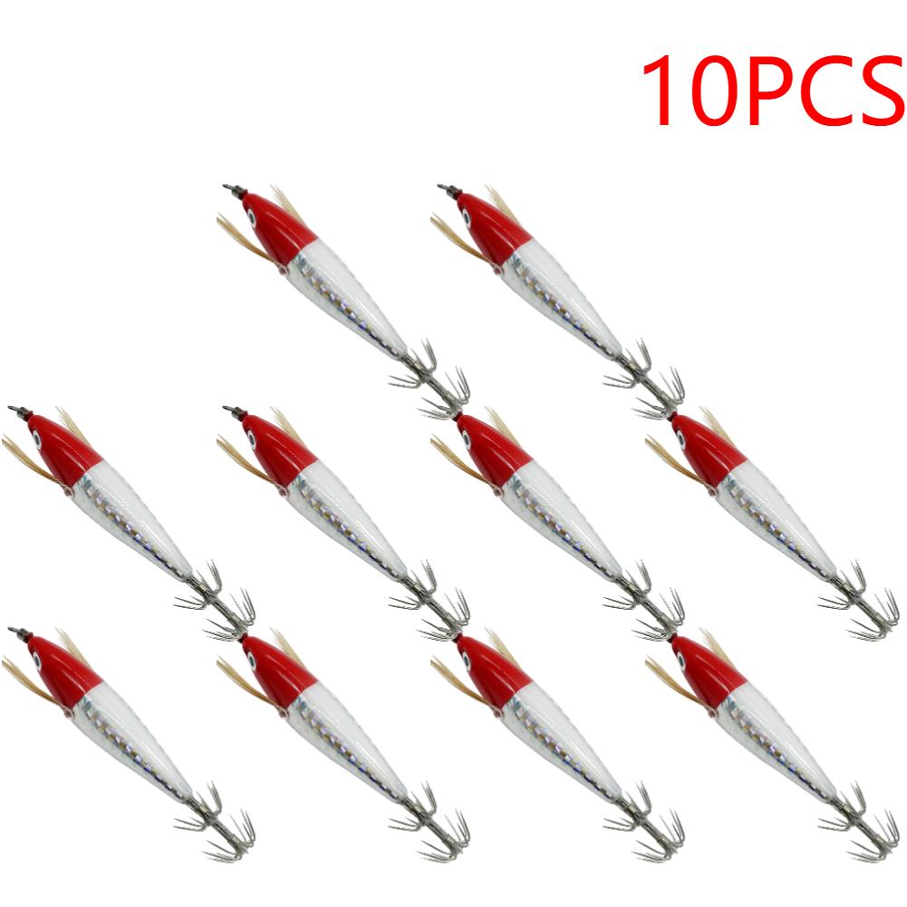 1-10PCS Fishing Lure Luminous Squid Jig Hook 7.5CM 5.5g Artificial Fake Octopus Lures Wood Shrimp Cuttlefish Hard Bait Sea Jigs