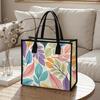 Colorful Leaf Pattern Large Tote Bag Casual Daily Shoulder Handbag for Shopping Travel Outing