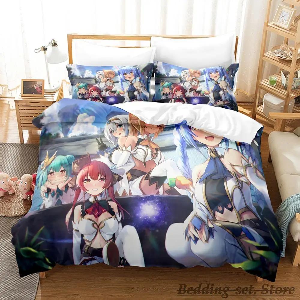 Vtuber Hololive Uruha Rushia Bedding Set Cartoon Anime Three-piece Set Adult Kid Bedroom Duvetcover Sets 3D Cute Bikini Girls