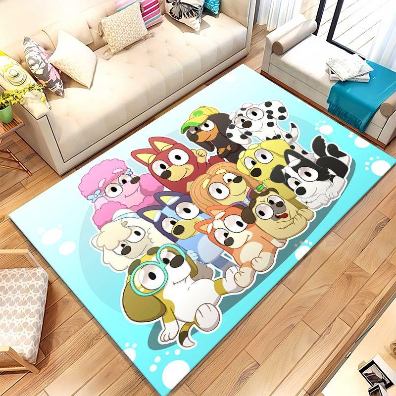 Cartoon B-Bluey Family Dog Living Room Non-Slip Area Rug Soft Carpet for Bedroom  Playroom Sofa,Home Decor Doormat Gift