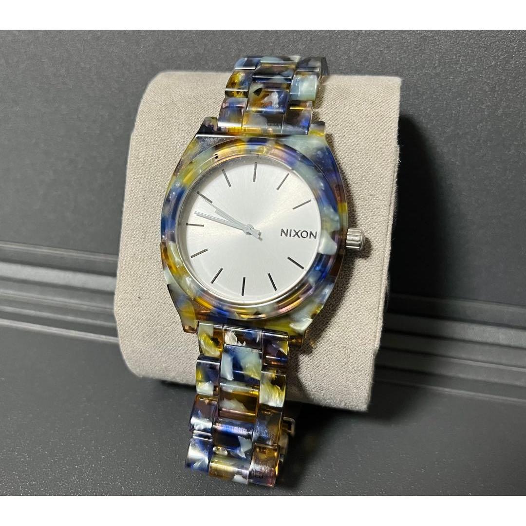 Used Nixon blue tortoiseshell watch TIME TELLER ACETATE