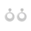 Hong Kong Style Retro White Smudged Earrings, Niche Cold Style High-End Earrings, Circle Hollow Earrings, Female